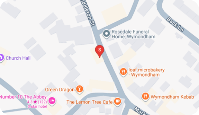 Map showing 1 Middleton St – Wymondham