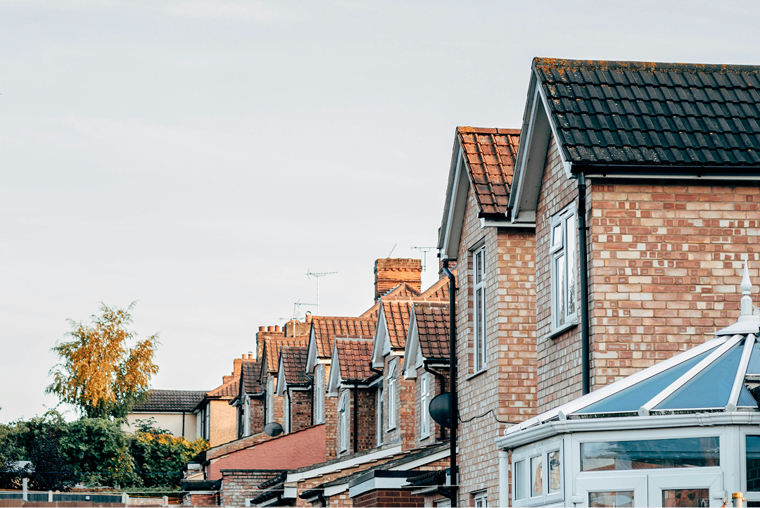 Row of terraced houses in a residential street