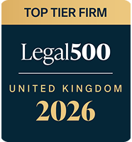 Legal 500 Top Tier Firm United Kingdom 2026 accreditation badge